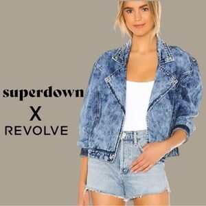 superdown by Revolve Rumi Denim Moto Jacket Size Large